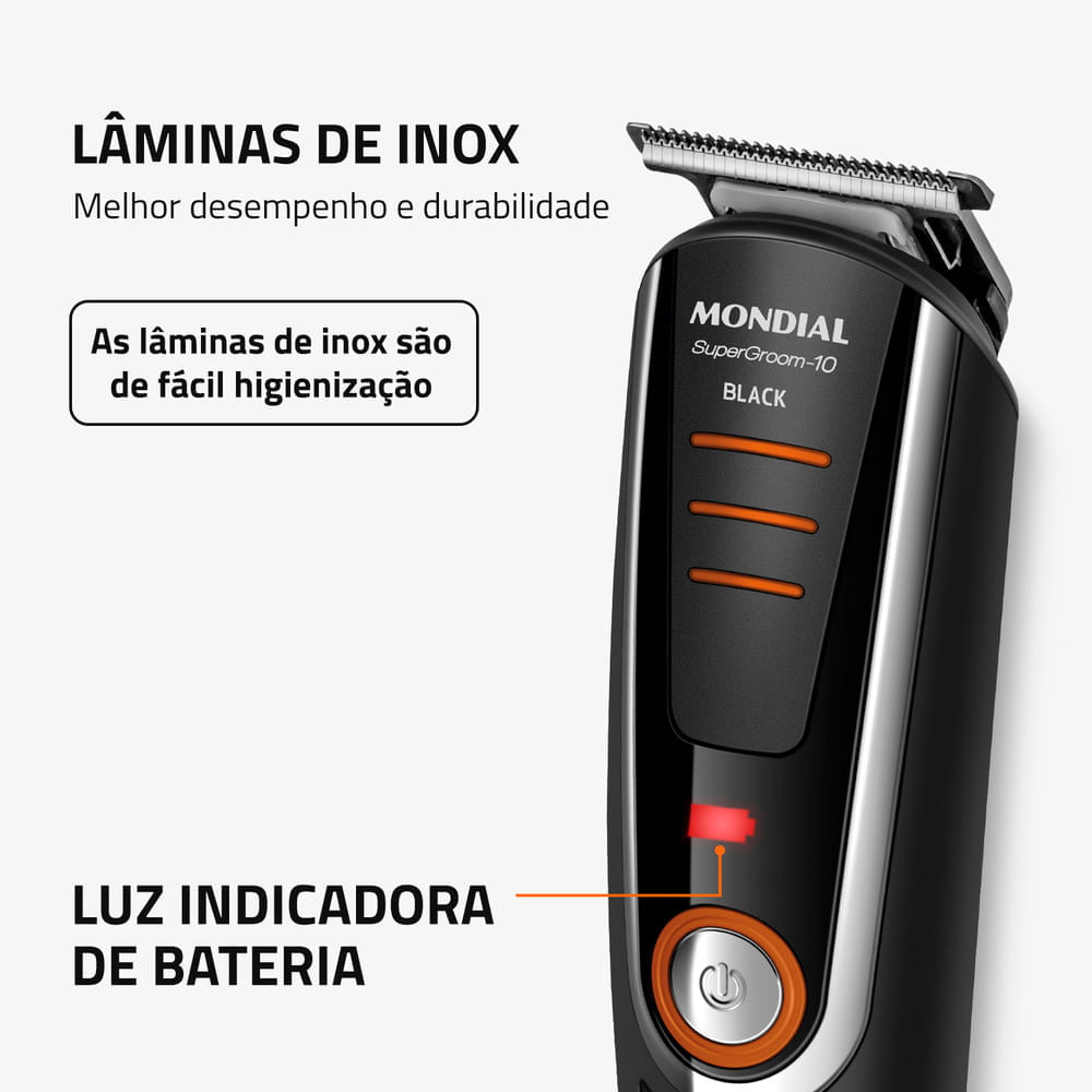 Miniatura Aparador de Pelos SuperGroom Mondial BG-16 BODY GROOM BG-16 BIVOLT .