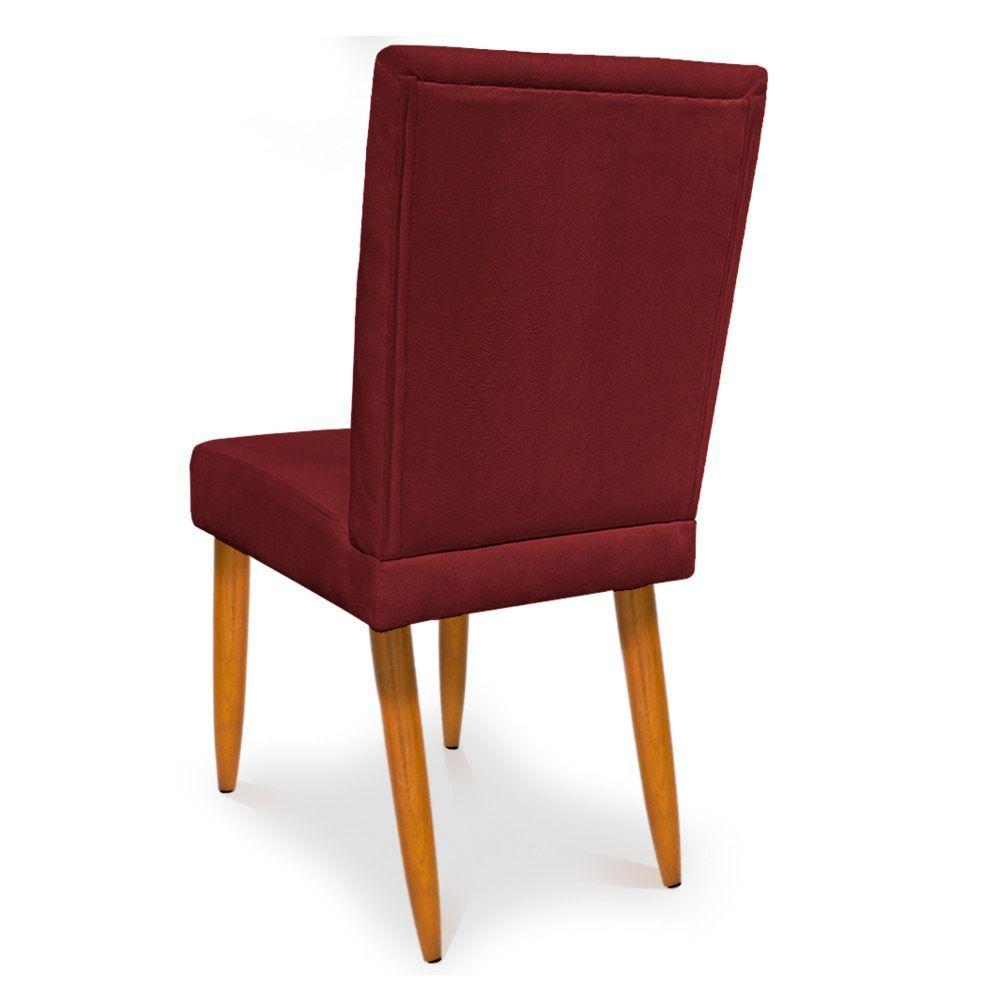 Miniatura Kit 2 Cadeiras De Jantar Acapulco Suede Pés Palito Castanho - Pallazio Cor Vermelho