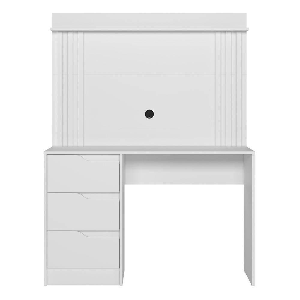 Miniatura Mesa Escrivaninha 3 Gavetas Painel Tv 40 Pol Doble Branco - Albatroz