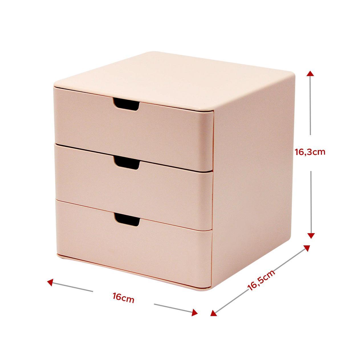 Miniatura Gaveteiro De Mesa Organizador Multiuso 3 Gavetas Rosa
