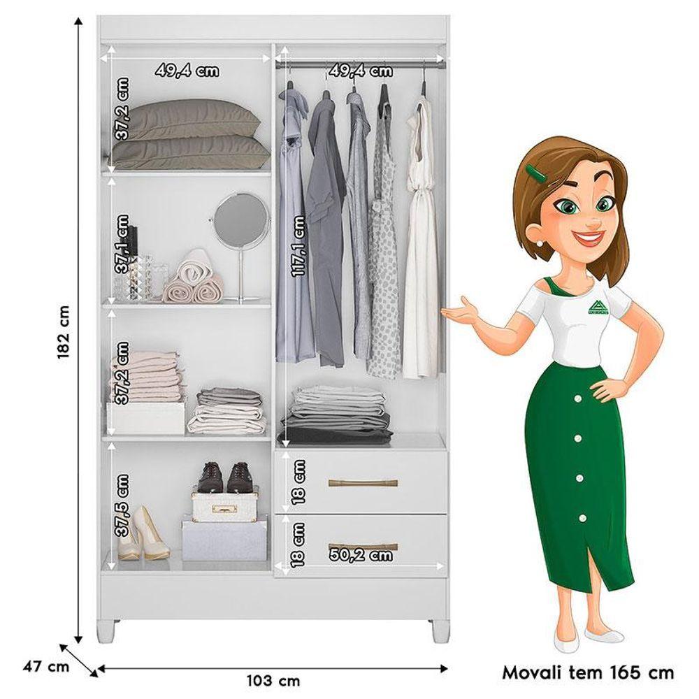 Miniatura Guarda Roupa Solteiro Chile 4 Portas Branco Brilho - Moval