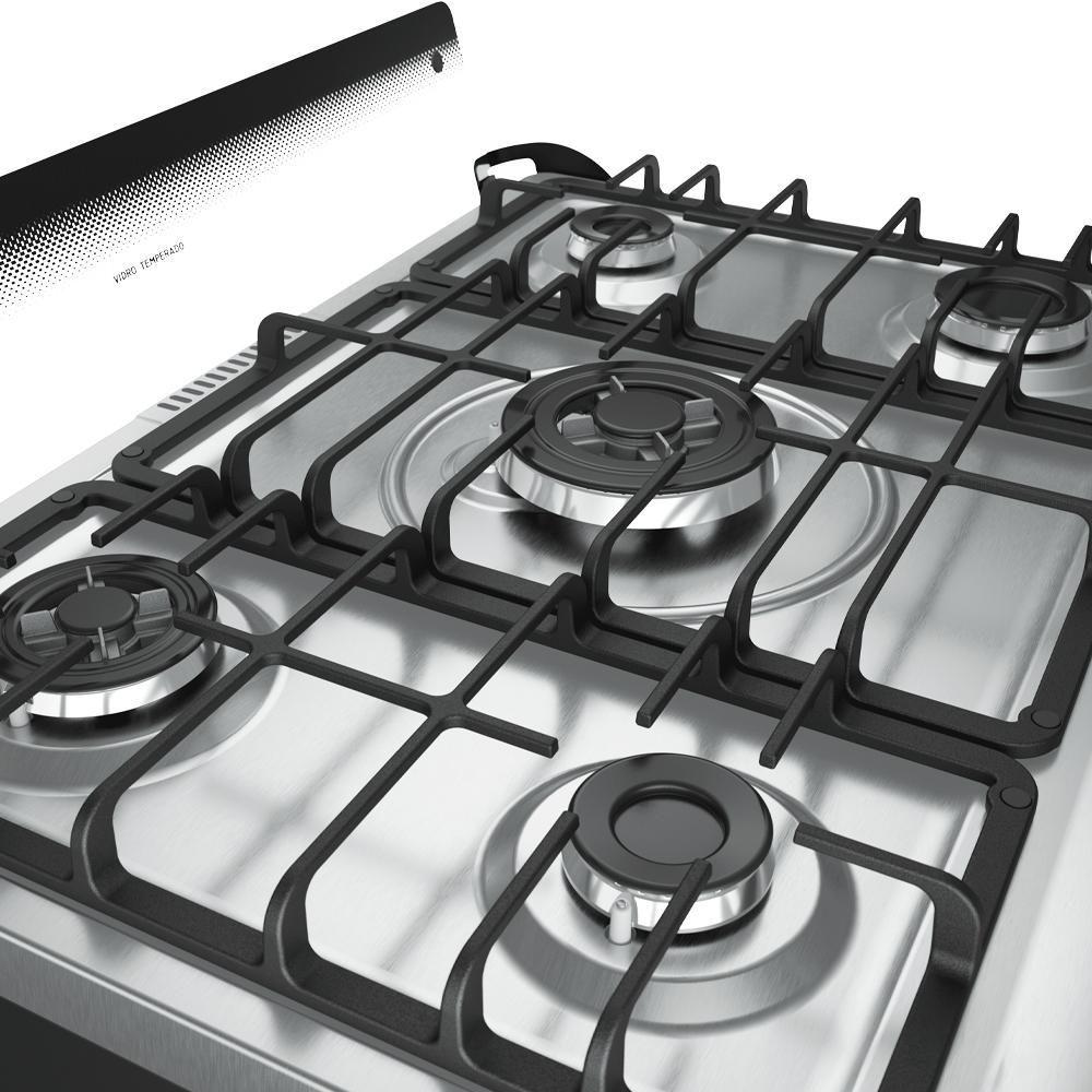 Fogão Mueller 5 Bocas Decorato Gourmet Preto Fosco Com Timer E Tripla Chama Preto Fosco Bivolt