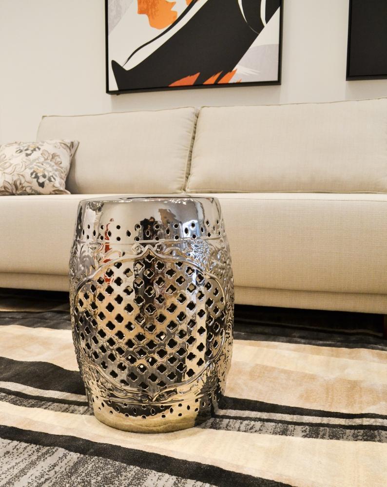 Miniatura Seat Garden De Cerâmica Xangai Prata Rivatti