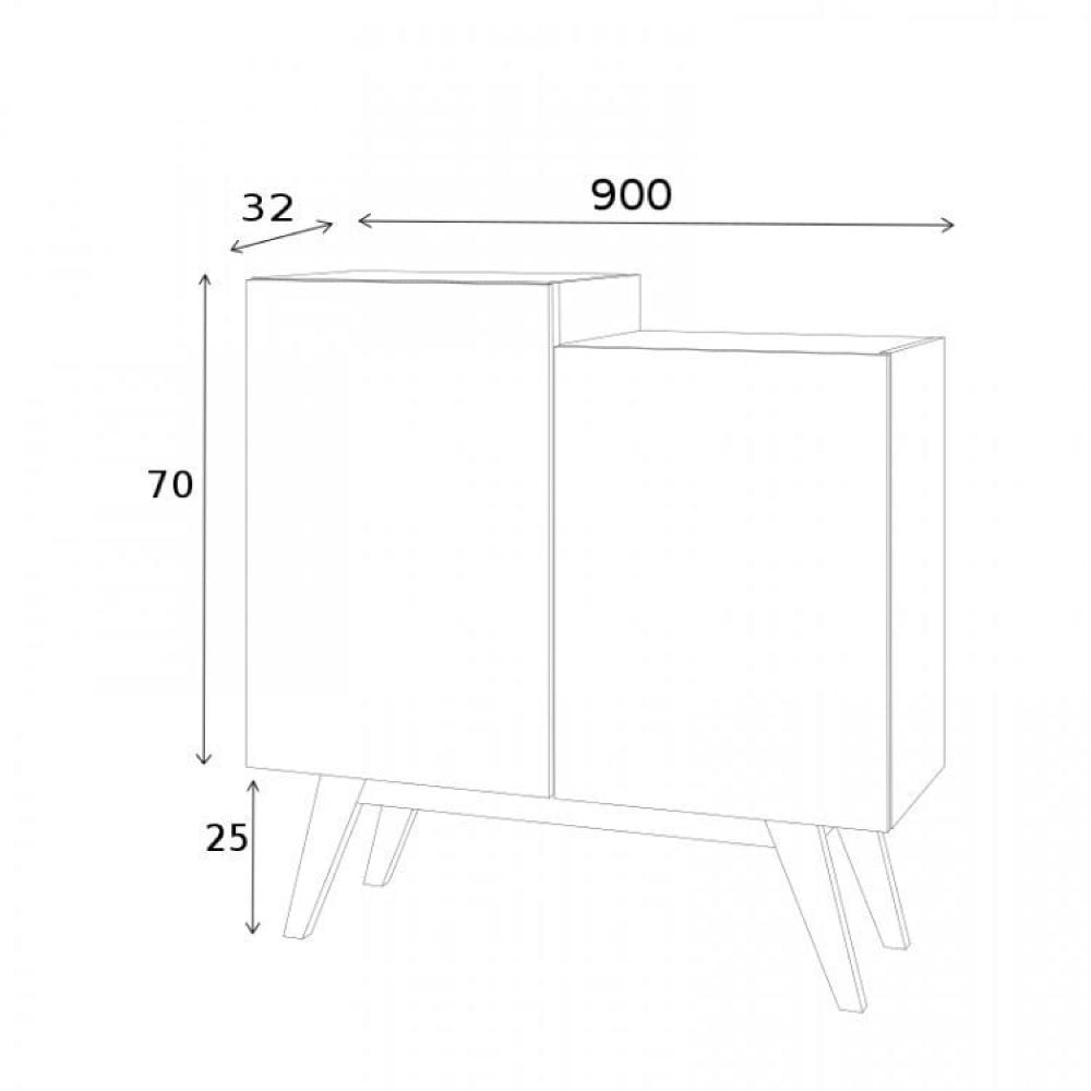 Miniatura Conjunto Rack para TV até 48 Polegadas 2 Portas e Buffet 2 Portas Modern Estilare Branco/Madeirado/Off White