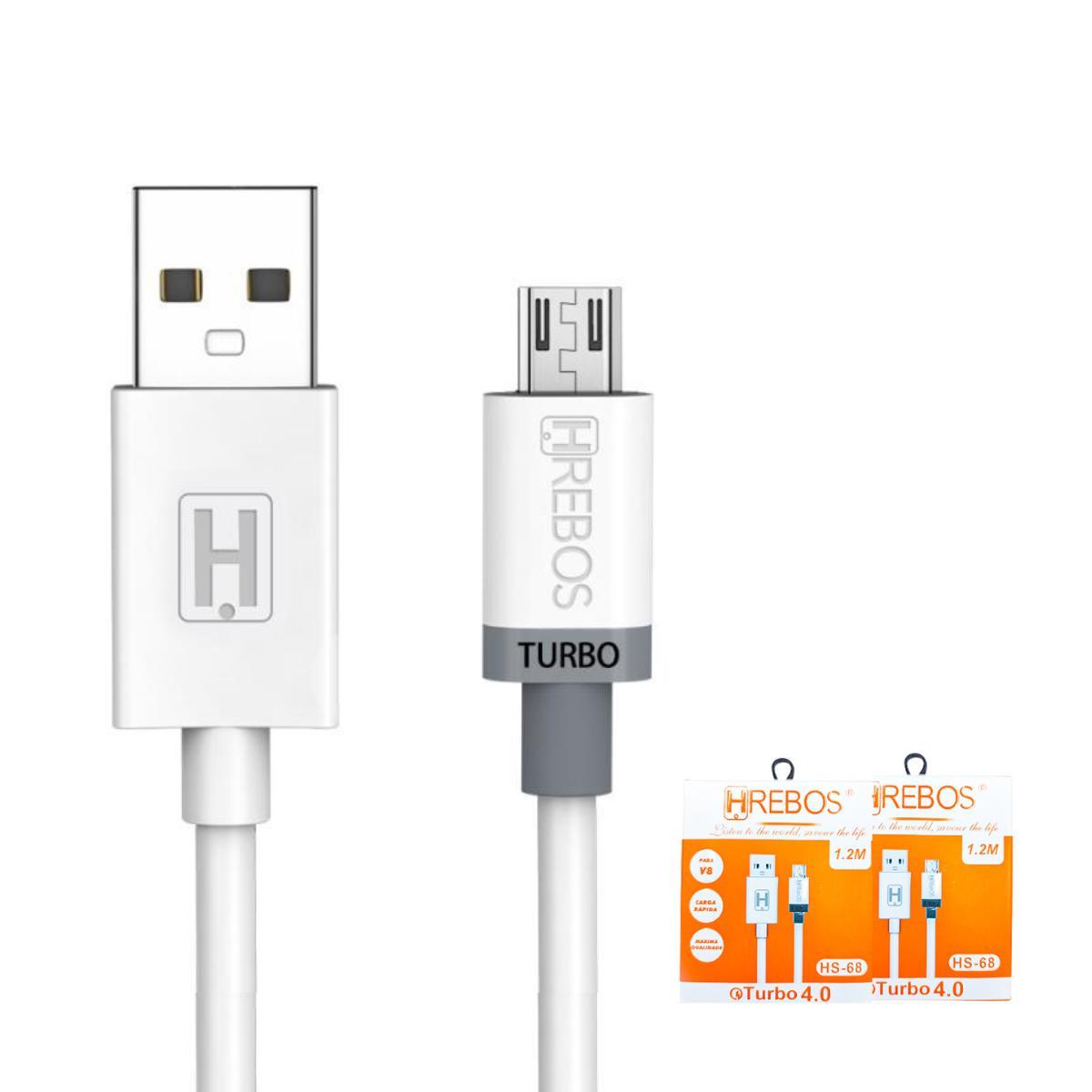 Miniatura Kit 2 Cabo Carregador Turbo Micro Usb V8 Celular 1,2M Dados