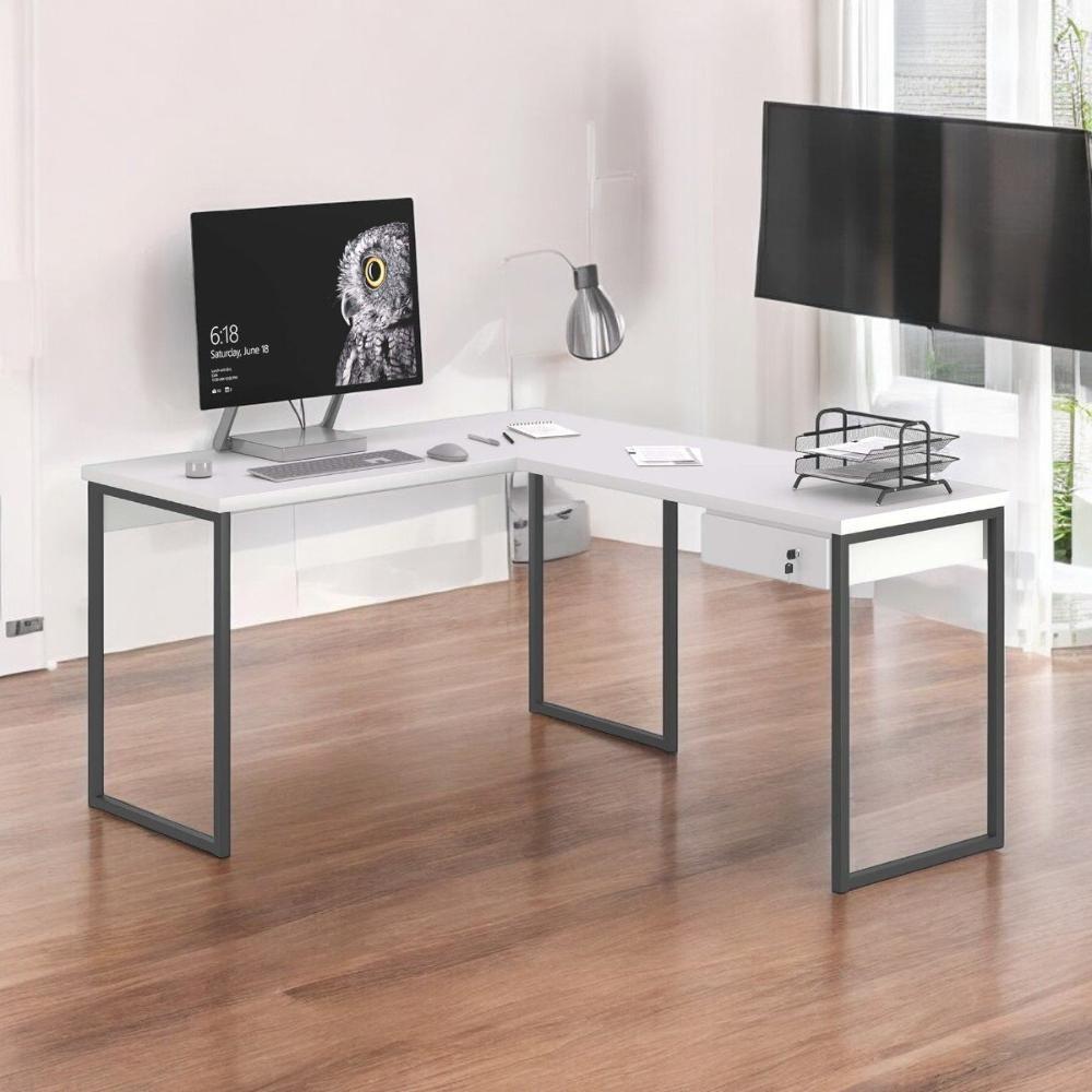 Miniatura Mesa Home Office Escrivaninha L Industriale Branco Com Gaveteiro