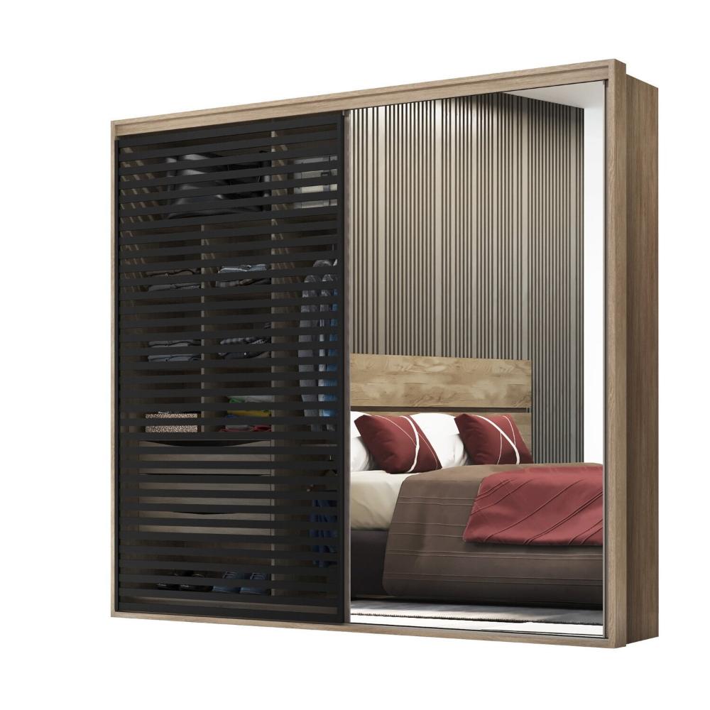 Miniatura Guarda-Roupa Ripped 2 Portas Carvalho com Espelho Espresso Móveis Carvalho