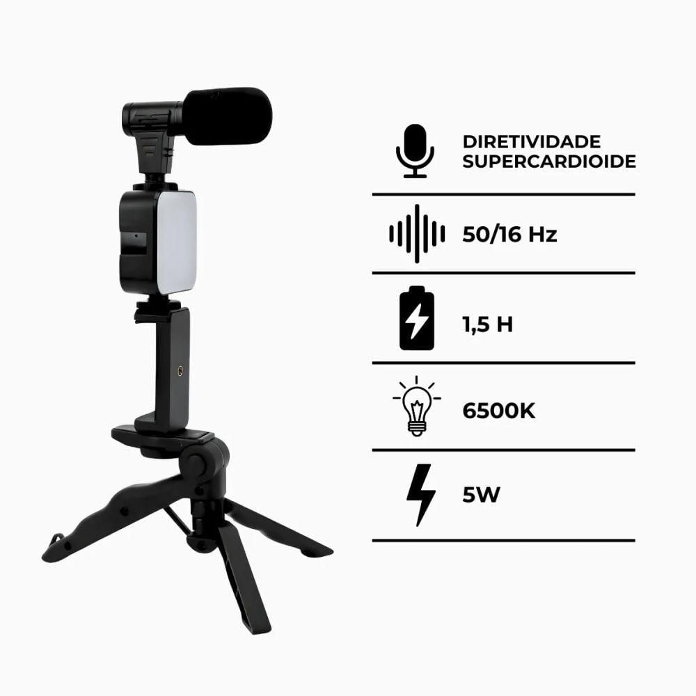 Kit De Gravação Profissional 4 Em 1 - Preto - Bivolt