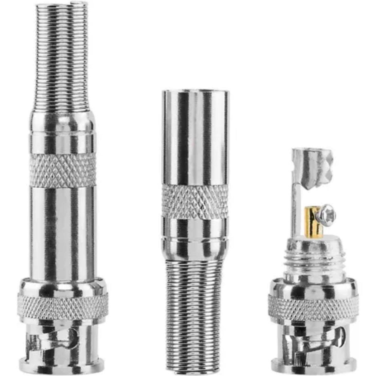 Miniatura Conector Bnc Macho Com Mola P/Cabo 4Mm Cftv, S30Pb, Aço Inox