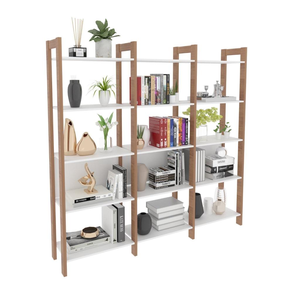 Miniatura Estante Haia com 15 Prateleiras Yescasa Amêndoa/Branco