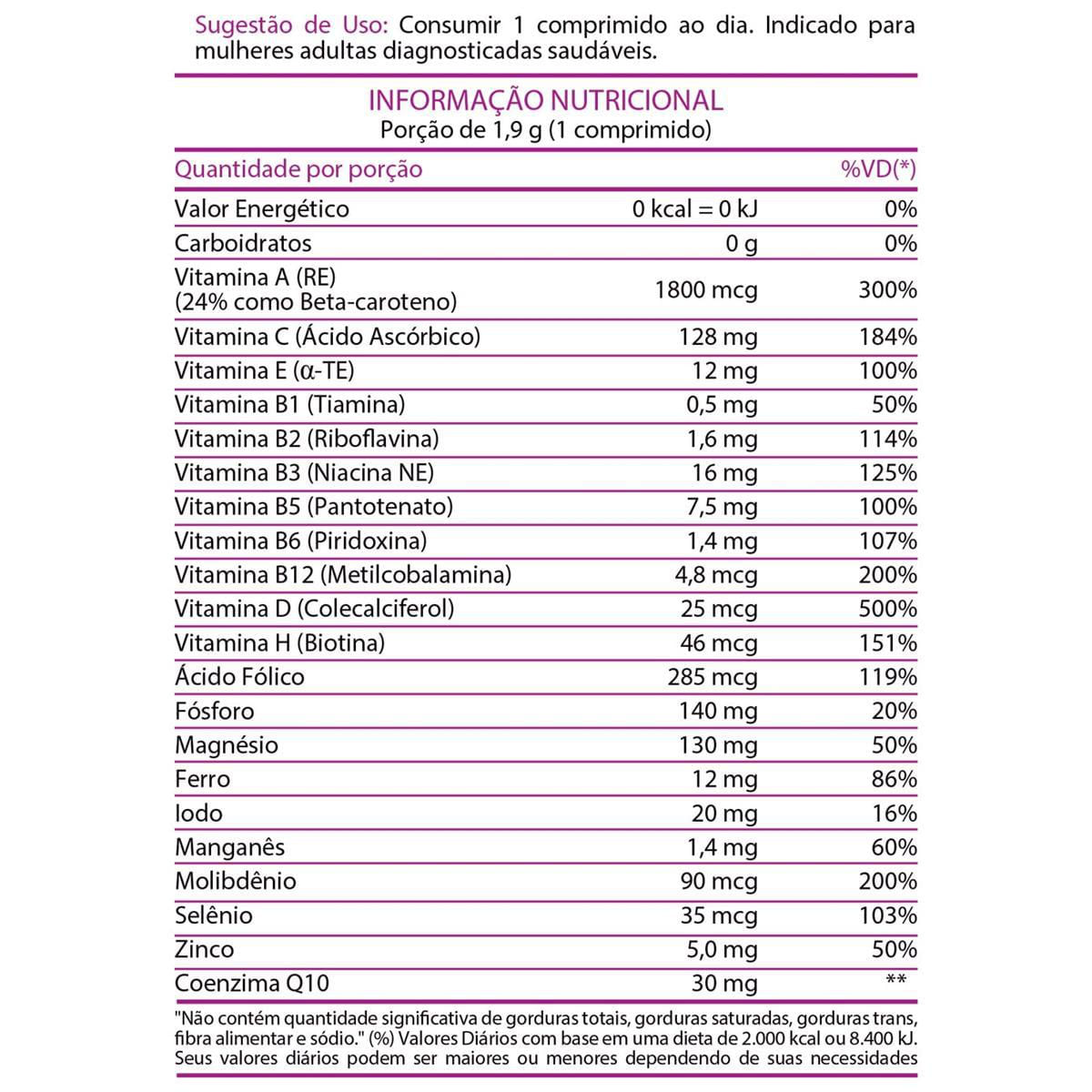 Miniatura Multi Mulher Vitaminas E Minerais Vitavale 60 Cápsulas