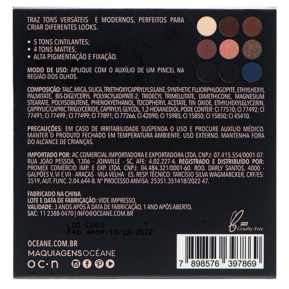 Paleta de Sombras Océane Edition Pocket Palette Casual 1 Un