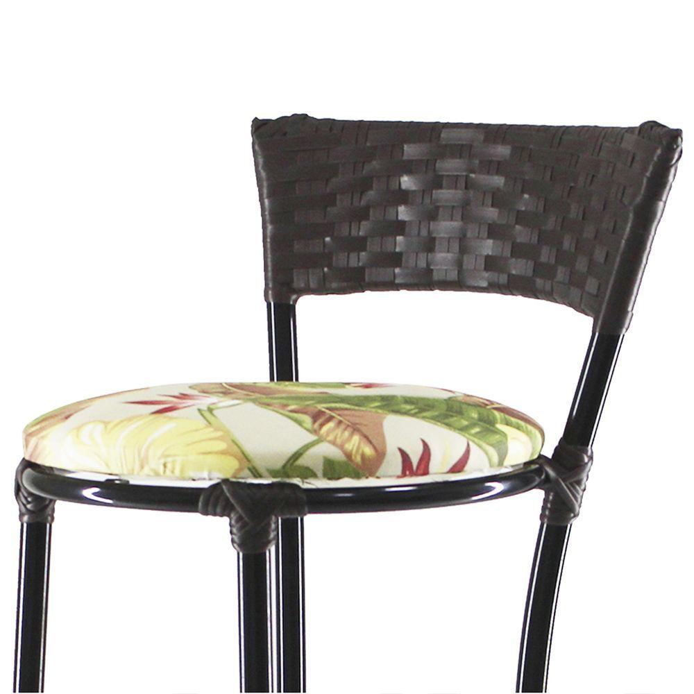 Miniatura Jogo Com 4 Banquetas Alta Forts Fibra Uv Bancada, área Goumert, Bar, Piscina, Balcão, Verde Floral