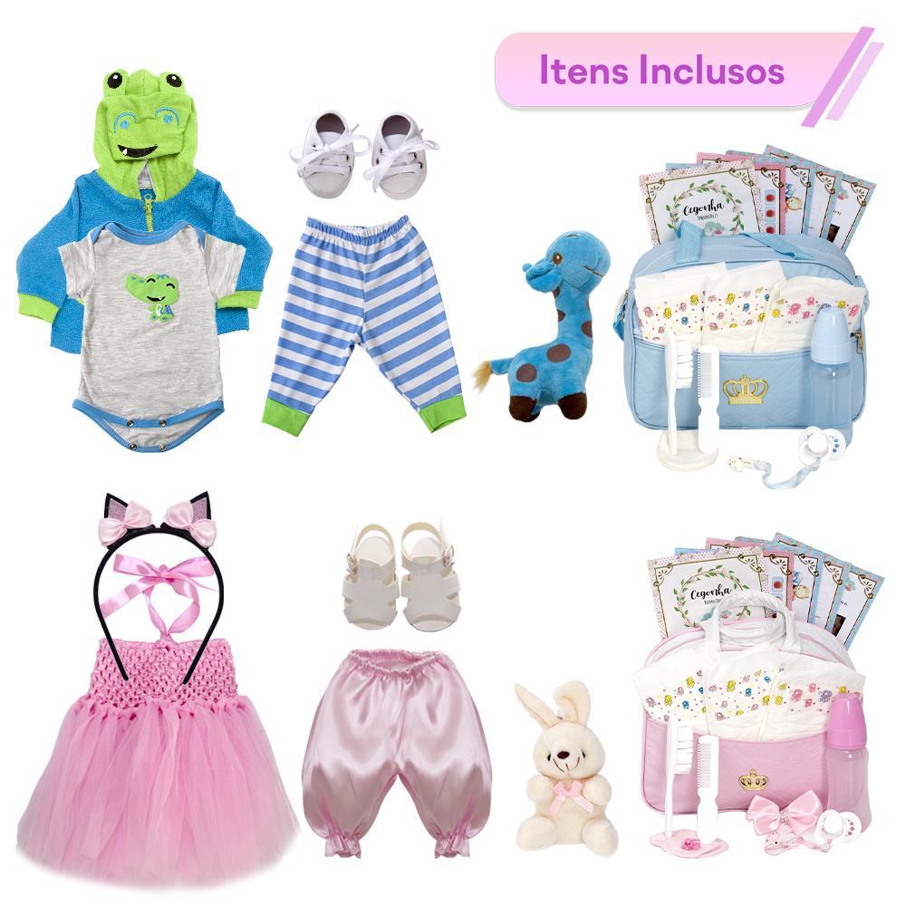 Miniatura Bebe Reborn Realista Gêmeos Jacarezinho Bailarina Enxoval
