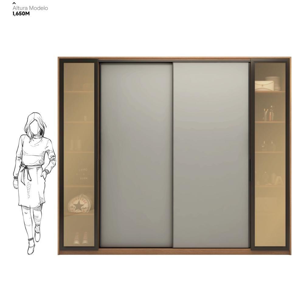 Miniatura Guarda Roupa Casal 4 Portas Vidro Reflecta E 4 Gavetas Laredo Amêndola-nude Prime Tx