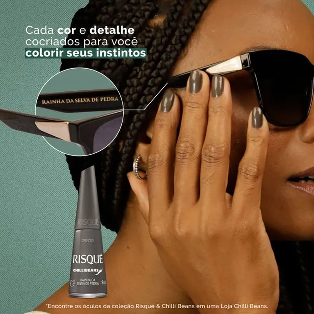 Miniatura Esmalte Risqué Chilli Beans Cremoso Cor Rainha da Selva de Pedra 8ml
