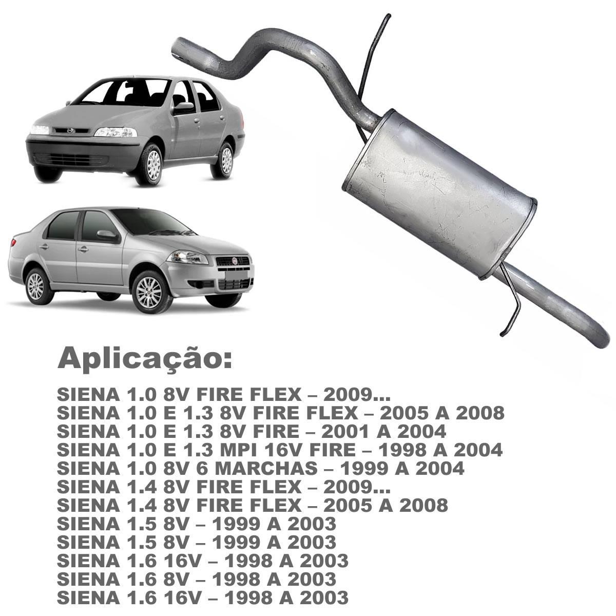 Miniatura Escapamento Silencioso Traseiro Fiat Siena 1.0 1.4 1.5 1.6