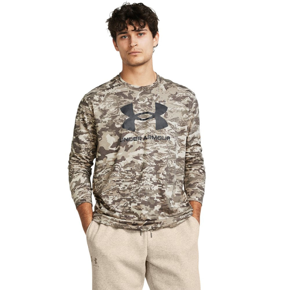 Miniatura Camiseta Manga Longa Masculina Under Armour ABC Camo Marrom - G
