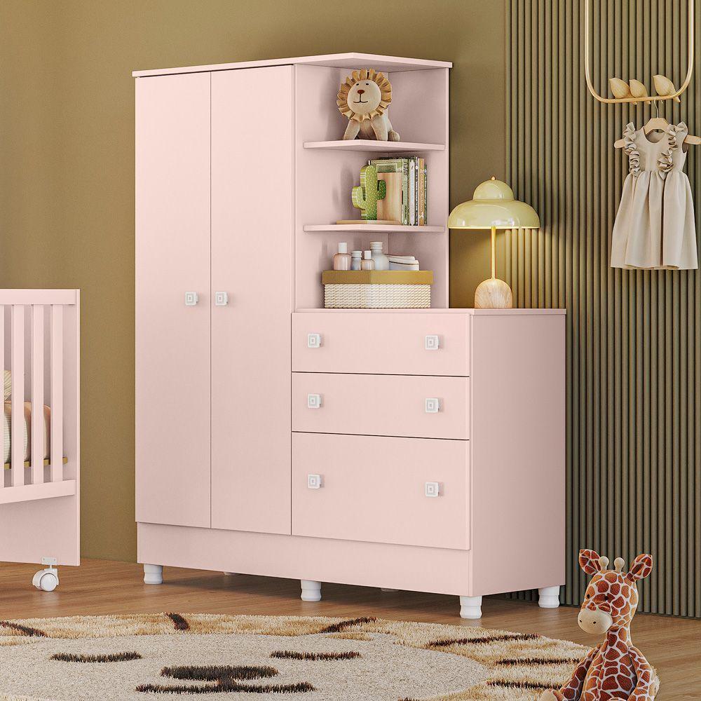 Jogo De Quarto Infantil Gr E Cômoda E Berço 3540 Doce Sonho rosa
