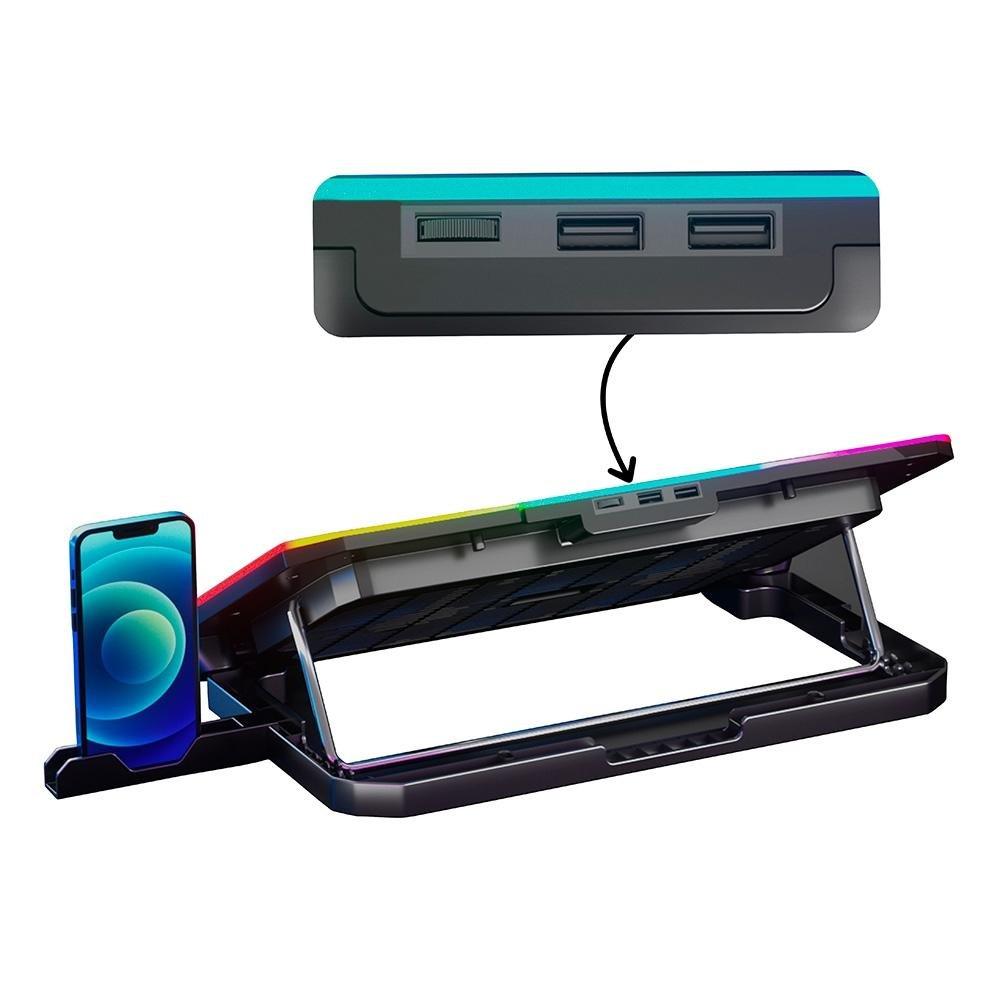 Miniatura Base com Cooler para Notebook Rise Mode, 17", Galaxy Black X3, RGB, USB - RM-CN-03-RGB