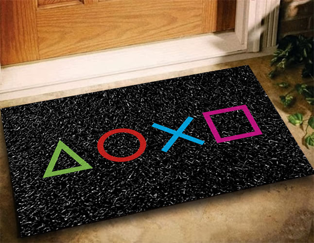 Miniatura Tapete Geek Botões PlayStation 60x40 - preto preto - Rei dos Capachos