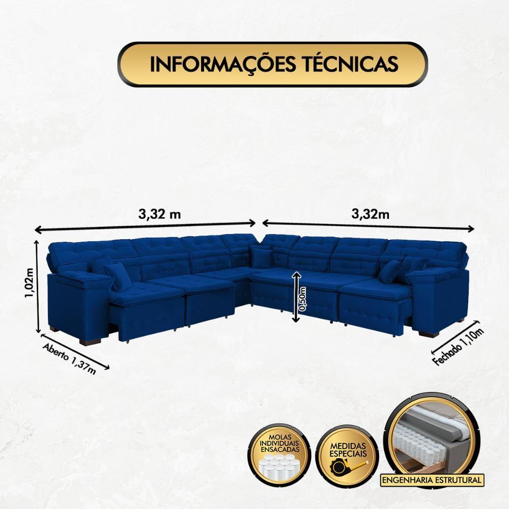 Miniatura Sofá de Canto Magno 3,32x3,32m Azul
