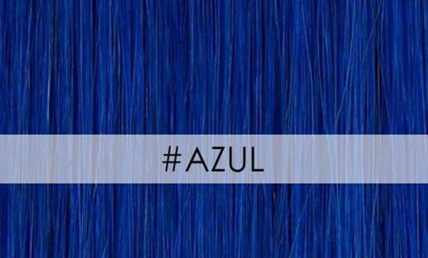 Miniatura Aplique De Cabelo Orgânico Liso Cor Azul Royal Com Tic Tac 60Cm