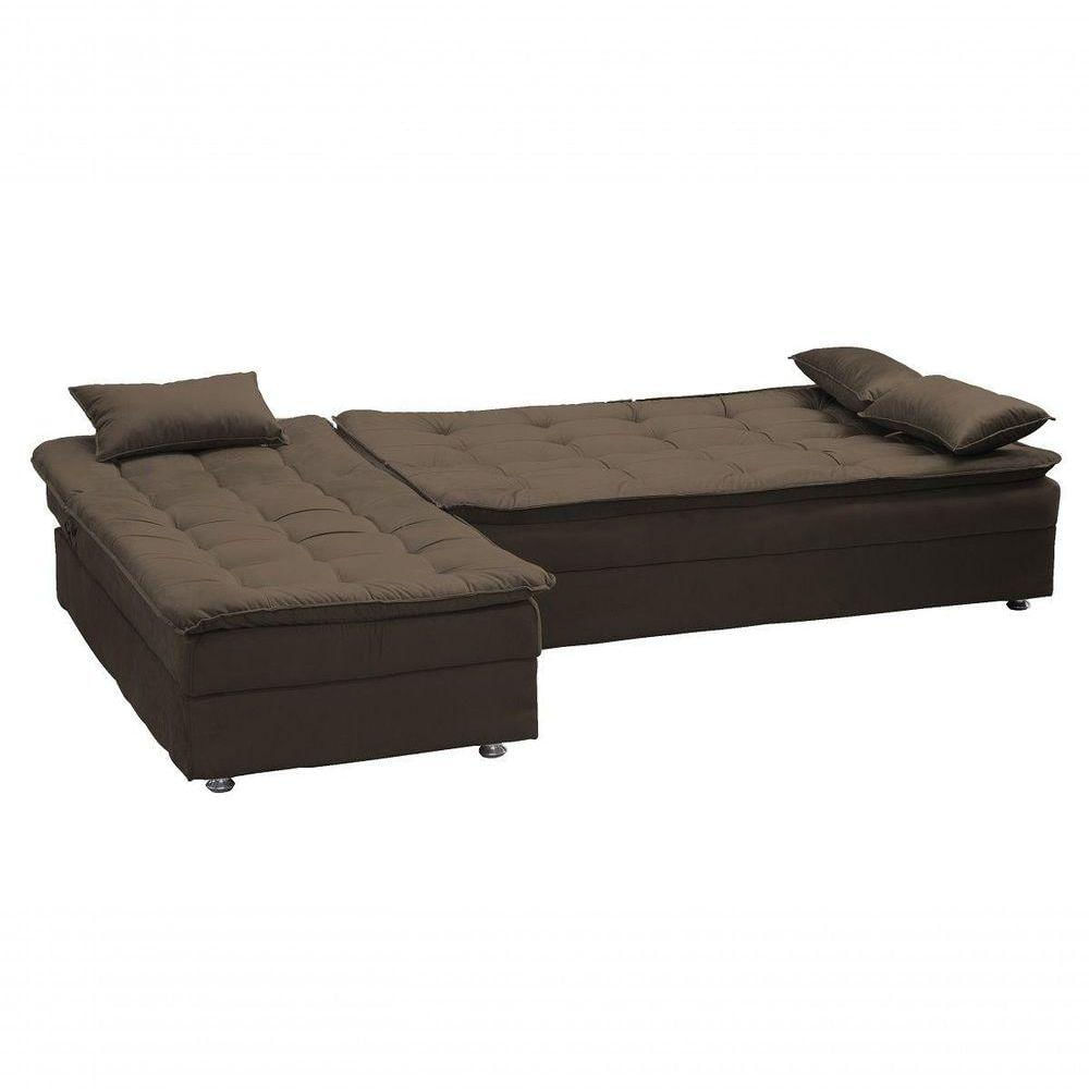Miniatura Sofá Cama Com Chaise Penelope - Veludo Marrom Escuro