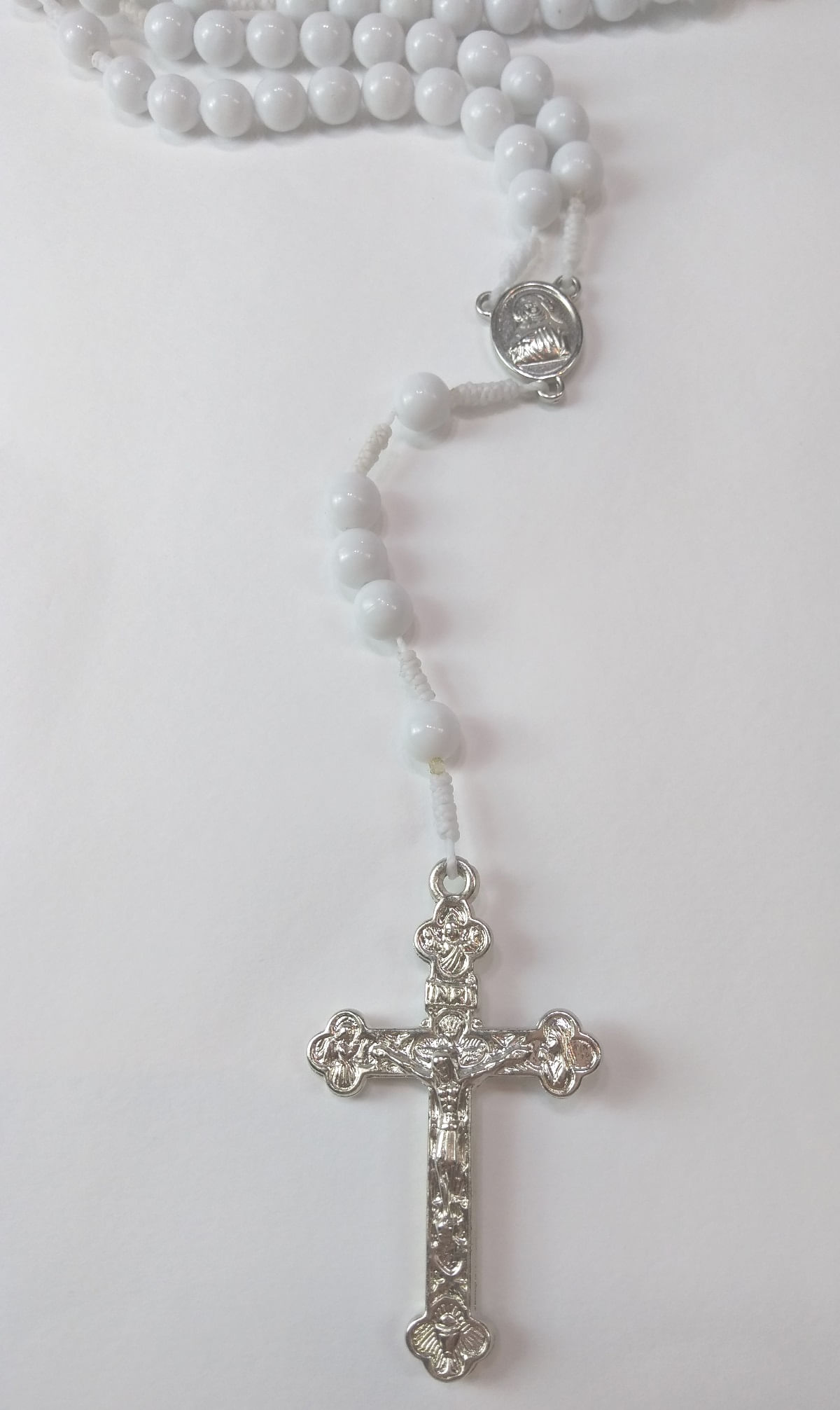 Miniatura Rosário Completo Branco Com 20 Mistérios branco - grande