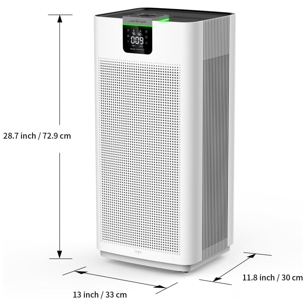 Purificador de Ar para Ambientes até 353m² com Controle por APP e Filtro de Carvão Ativado HEPA Ture, 110V 90W, Jafnda JF888, Branco 110v