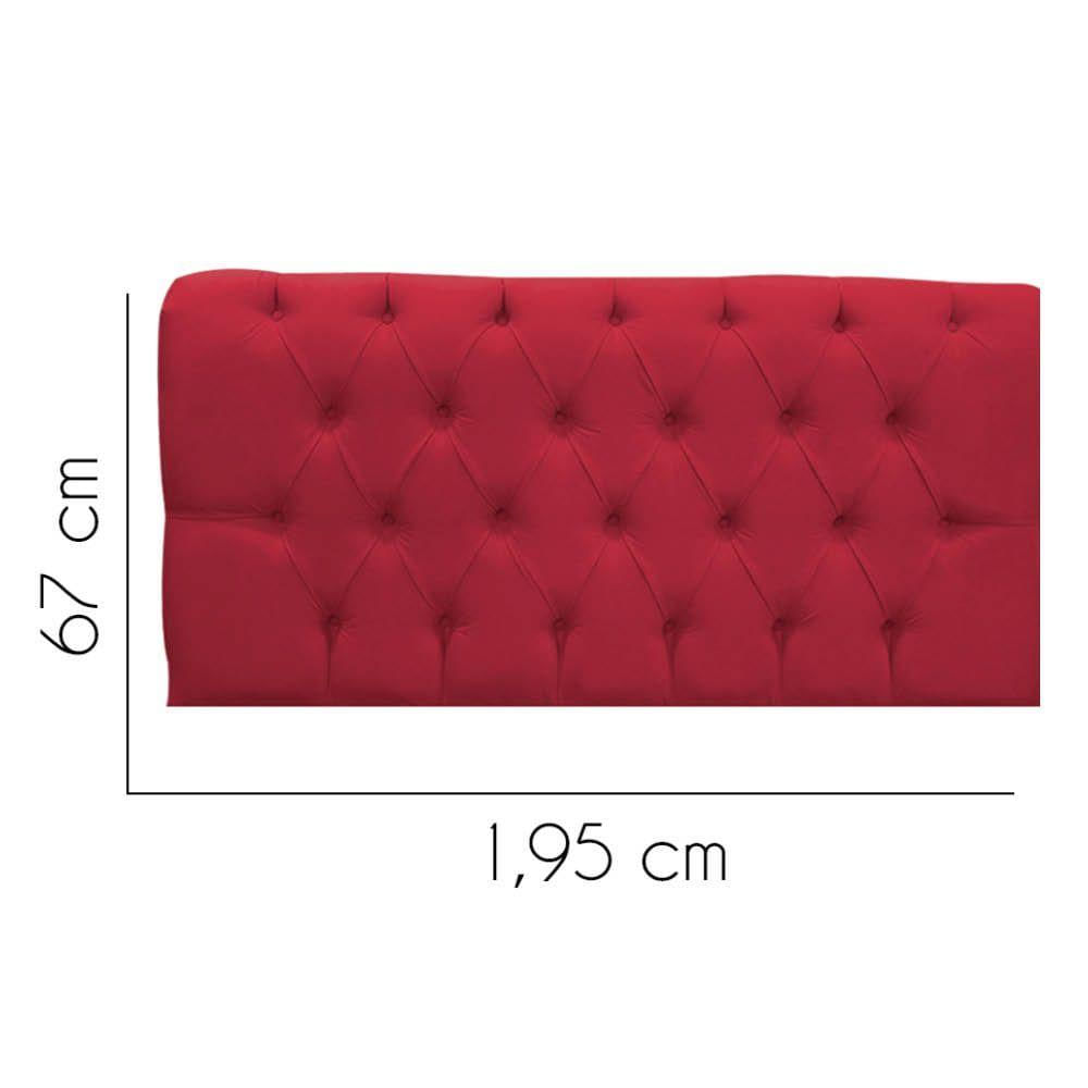 Miniatura Painel Para Cama Box Casal 1,95 Cm Paris - Luxo House Vermelha