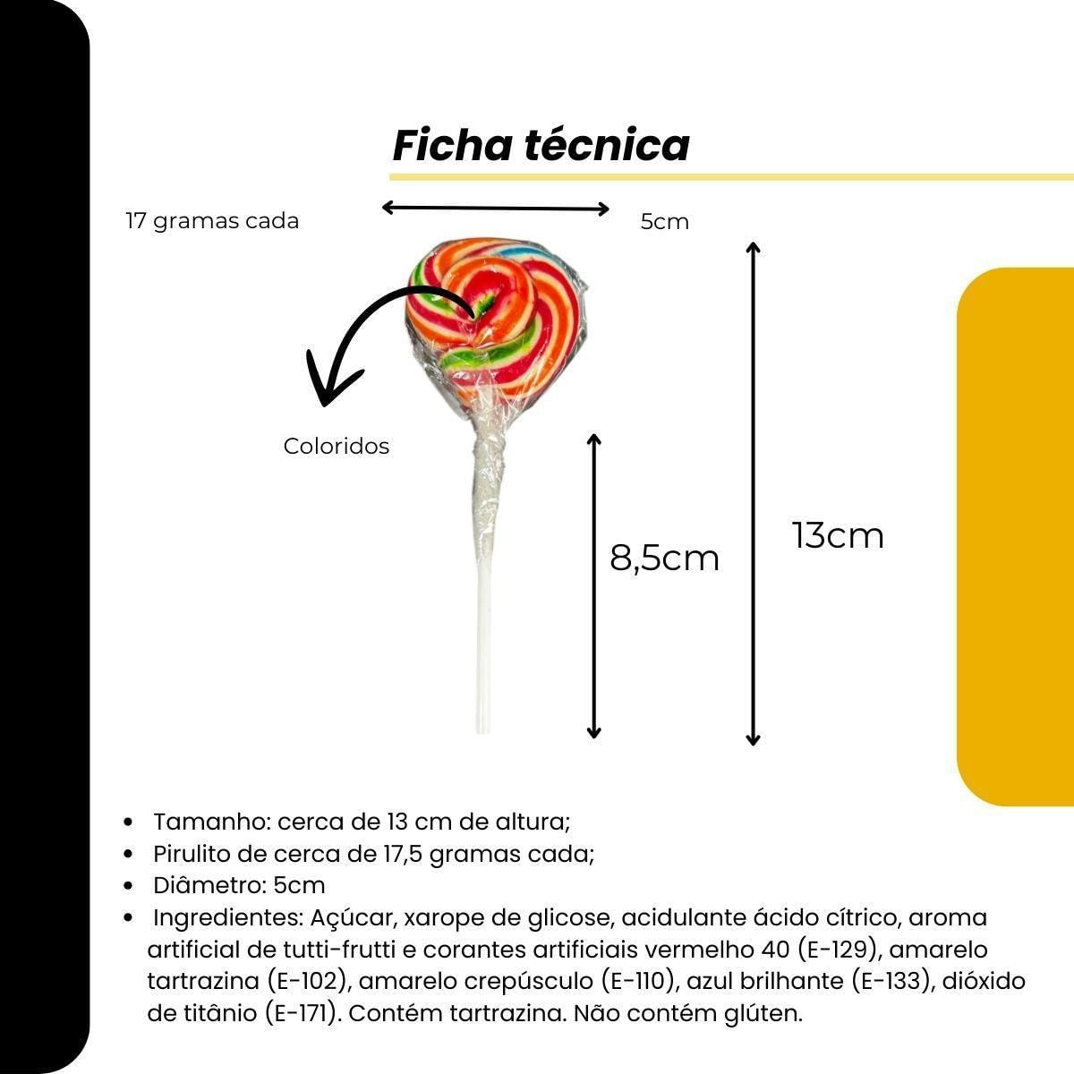 Miniatura Kit 100 Pirulitos Redondos 17G Psicodélicos (5Cm Diâmetro)