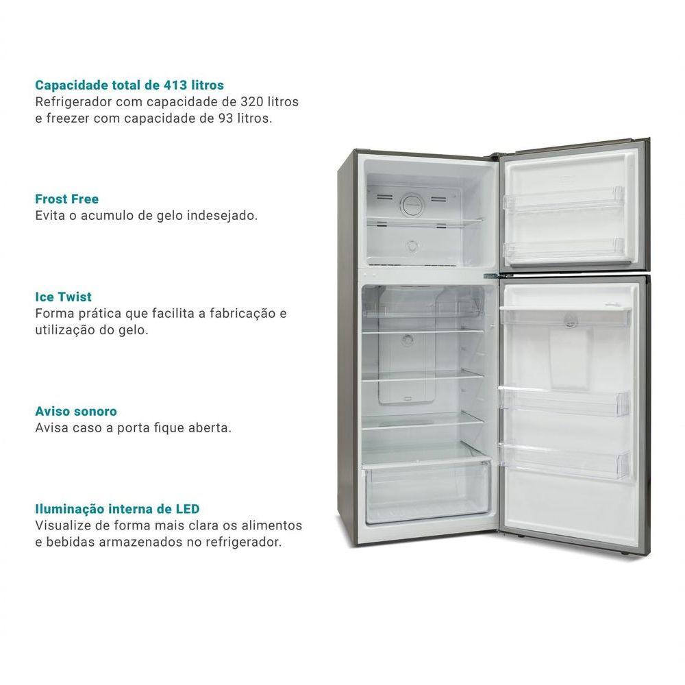 Miniatura Geladeira 413L Philco Eco Inverter Duplex Inox PRF501TI 220V