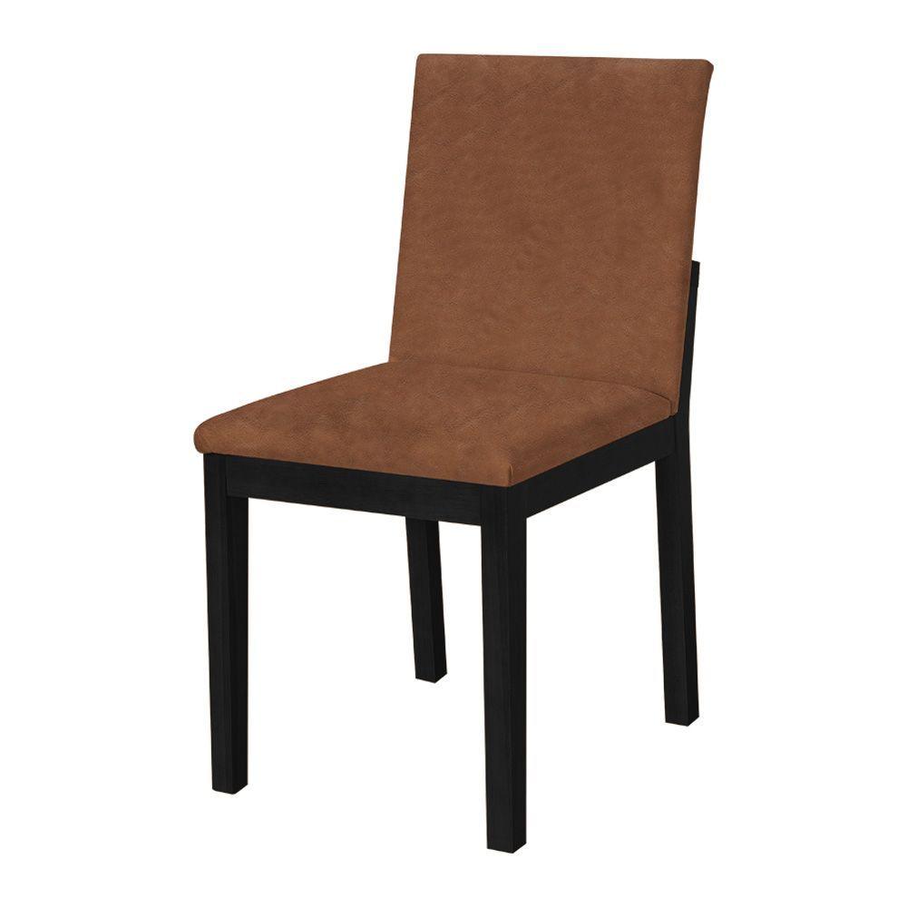 Miniatura Kit 8 Cadeiras De Jantar Pérola Estofado Liso Tecido Sintético Caramelo Base Madeira Maciça Preto