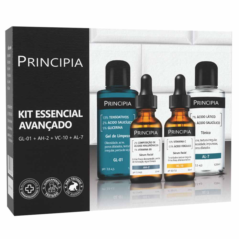 Miniatura Kit Principia Essencial Avançado - Gel de Limpeza + Tônico + 2 Séruns Kit
