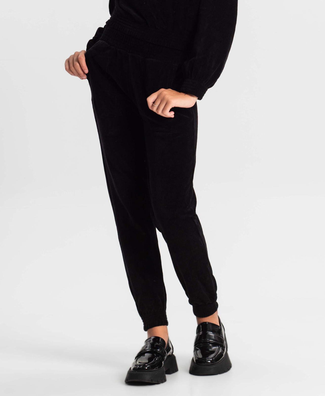 Miniatura Conjunto Juvenil Blusão Com Calça Jogger Minty Preto 12
