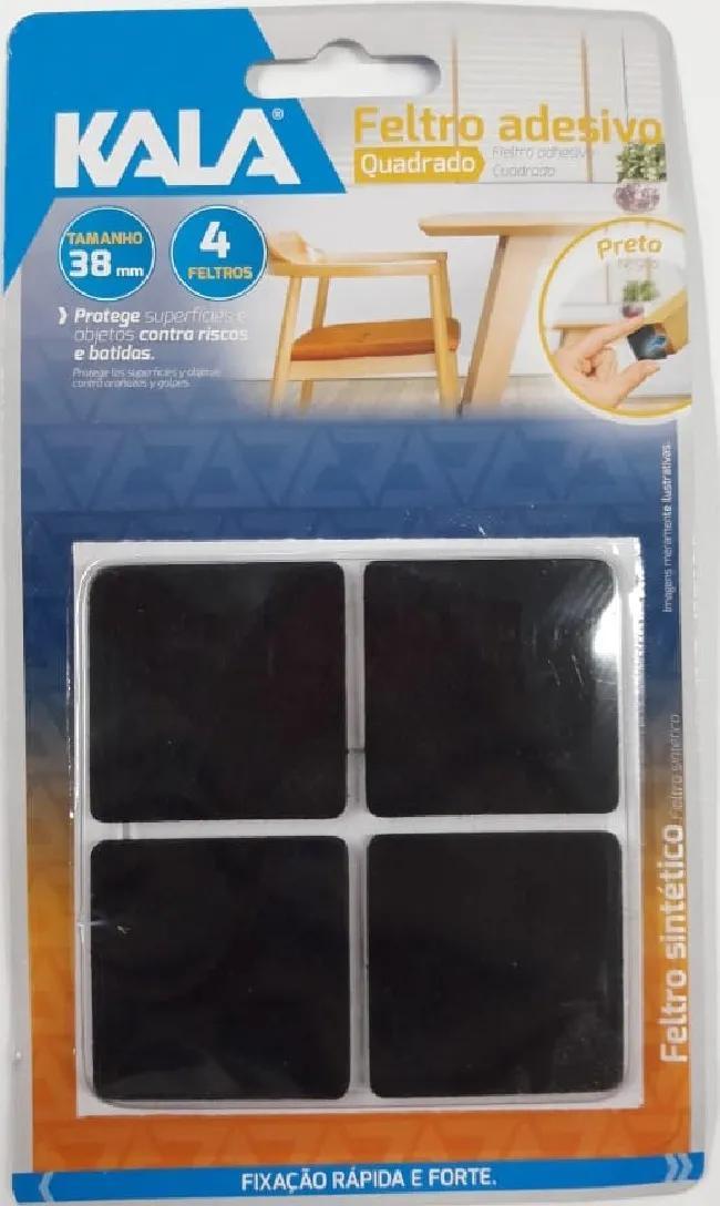 Miniatura Feltro Adesivo Cadeira Sofa Mesa Preto Quarado 38Mm 4 Peças