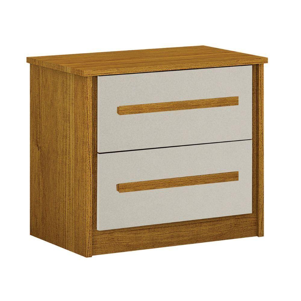 Miniatura Mesa De Cabeceira Lisboa 2 Gavetas Leifer Freijó Off White