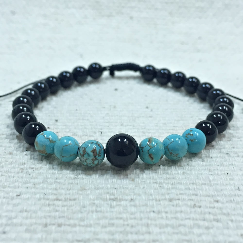 Miniatura Pulseira Masculina Pedras Naturais Onix