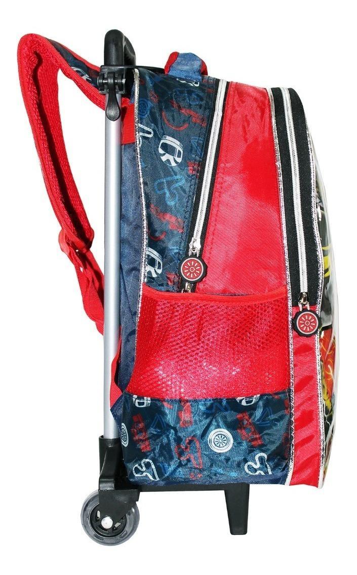 Miniatura Kit Mochila Carros Infantil Escolar Rodinhas Estojo Dl21