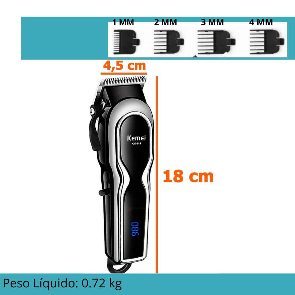 Miniatura Máquina De Cortar Cabelo Kmei Km-119 Potente Para Cabelo