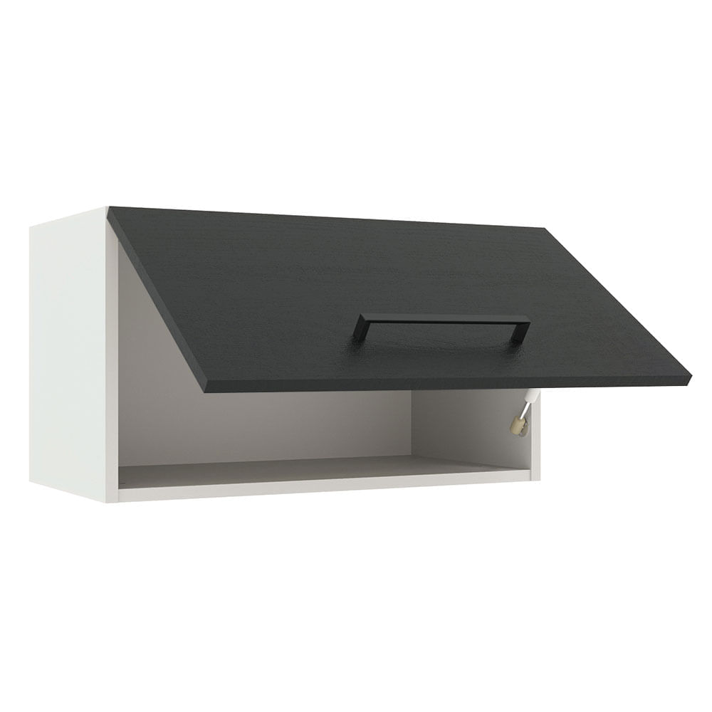 Miniatura Armário Aéreo Madesa Agata 60 cm 1 Porta Basculante Branco/Preto Cor:Branco/Preto