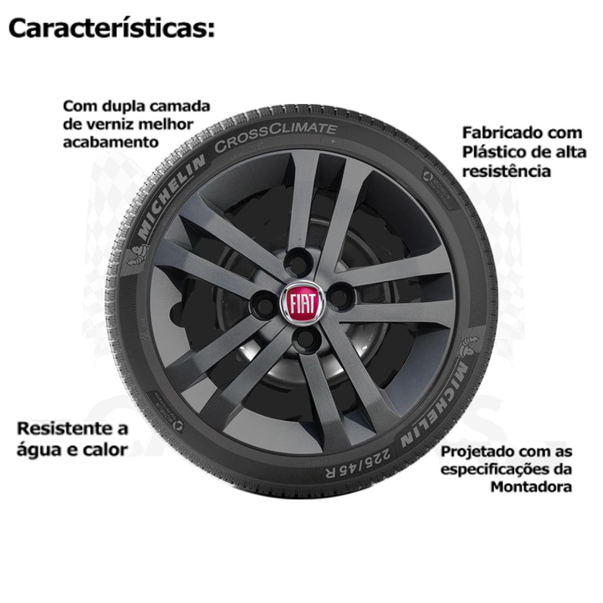 Miniatura 4X Calota Fiat Argo Aro 14 2021 Grafite Grafite - Calota - Grid calotas - Fiat - Grid - Plástico - Argo