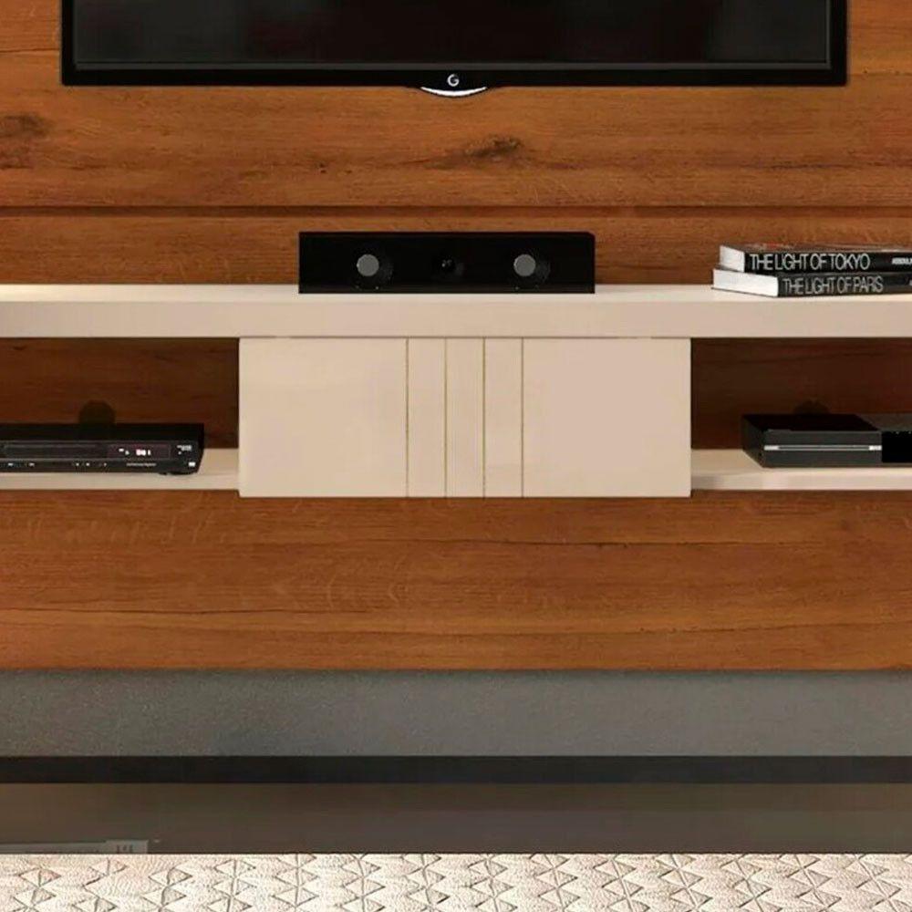 Miniatura Painel Home Suspenso Voxy Para Tv Até 50 Polegadas Dj Móveis Cedro Tx Com Off White