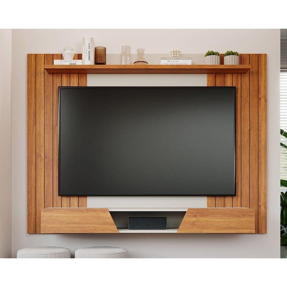 Miniatura Home P/tv Até 70 Pol Santiago C/ Prateleiras E Nichos 180x135cm Cinamomo/off White - Permóbili