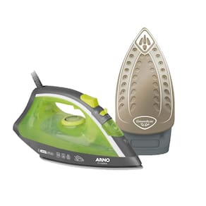 Miniatura Ferro de Passar a Vapor Arno Ecogliss FEC1 com Spray e Base Cerâmica - Verde 110V