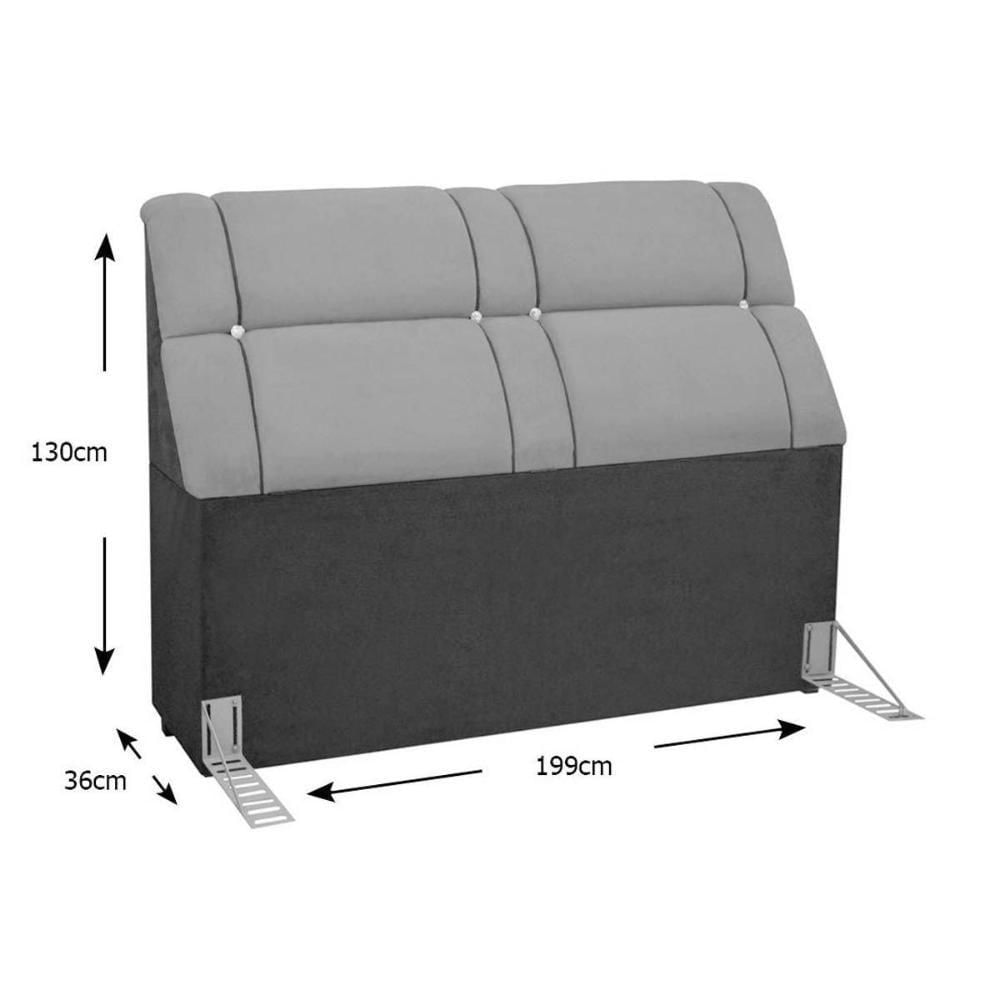 Cabeceira Cama Box Estofada King King Imperador Suede Marrom Chocolate - Simbal