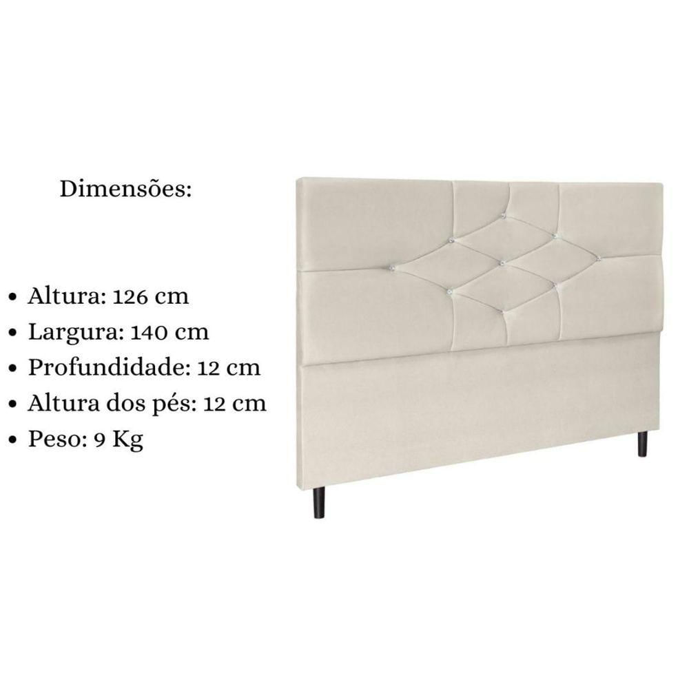 Cabeceira Cama Box Casal 140cm Virgínia Suede Bege E-frame
