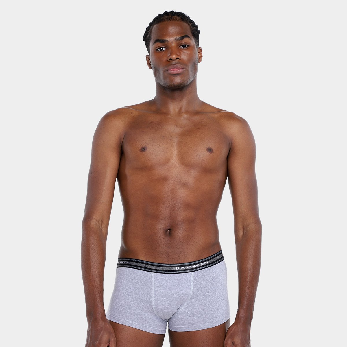 Miniatura Kit Cueca Sunga Lupo Algodão 4 Peças Branco+Azul - G