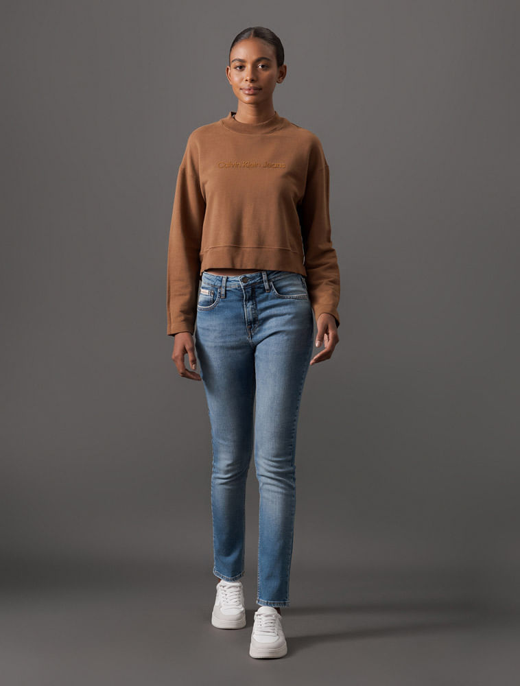 Miniatura Calça Jeans Feminina Slim Com Stretch Calvin Klein Jeans - Azul Médio Calça Jeans Feminina Slim Com Stretch Calvin Klein Jeans Azul Médio 34